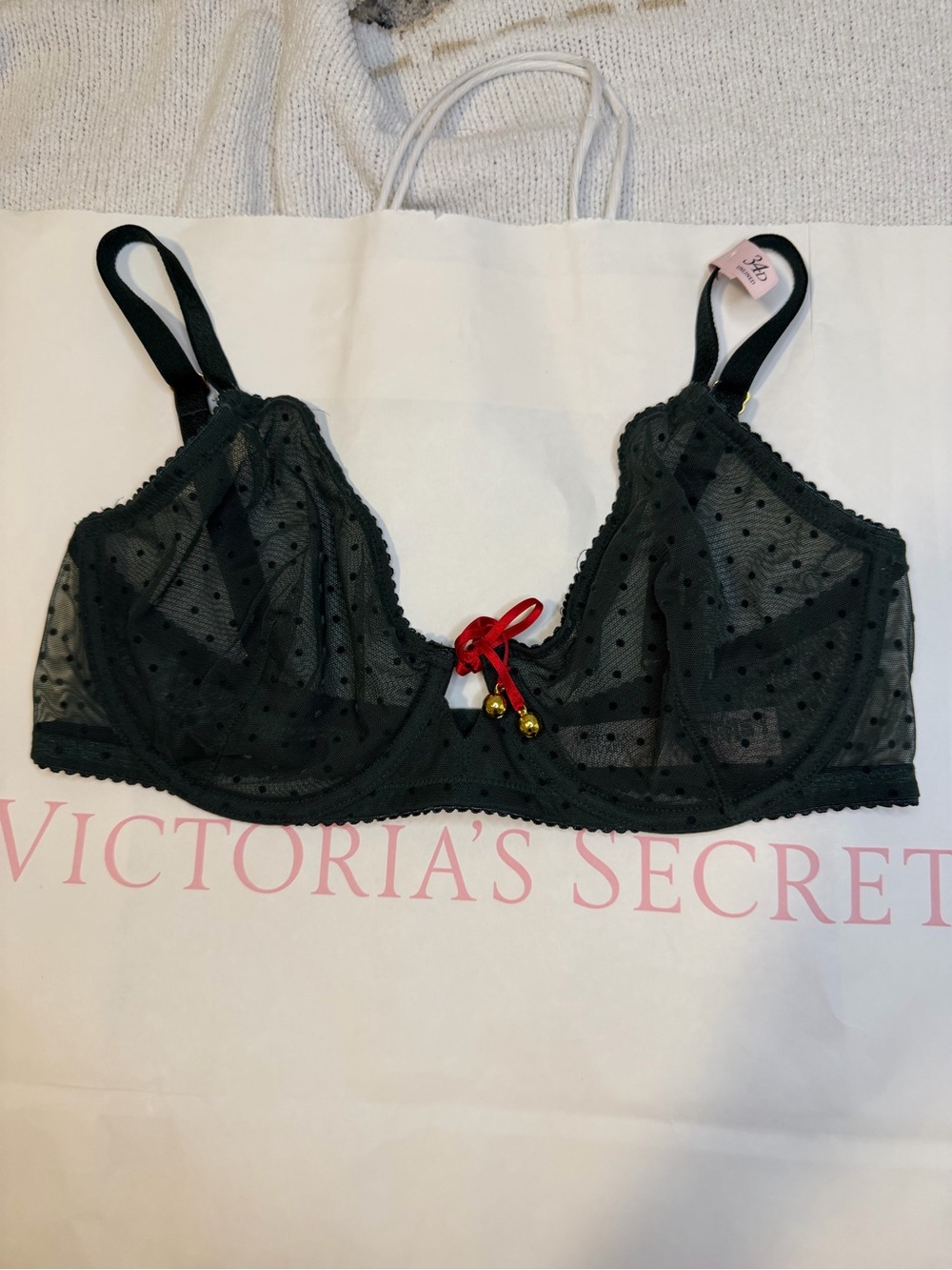 Victoria’s Secret Very Sexy Dark Green Sheer Unlined Demi Bra 34D Lingerie